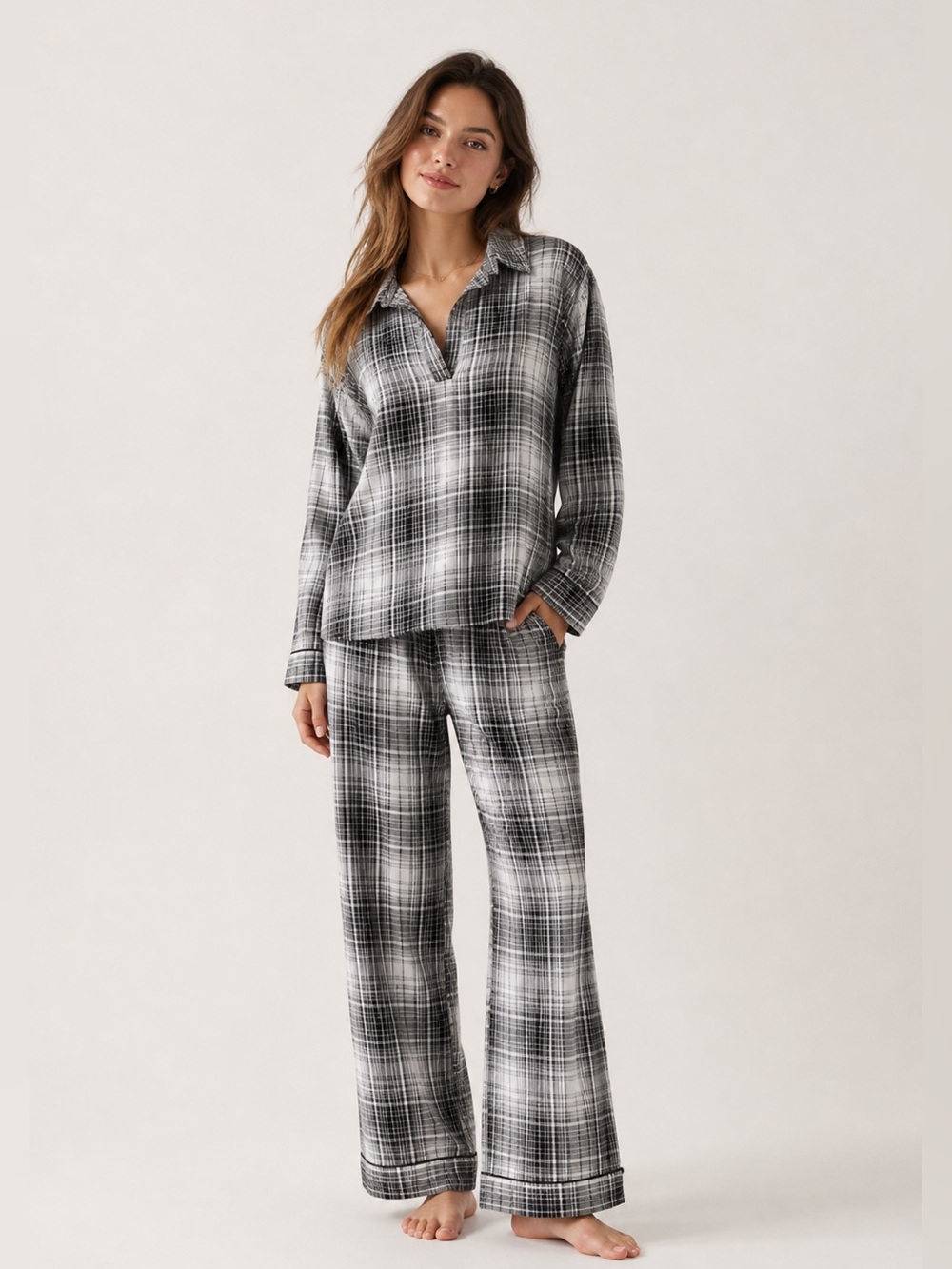 VICTORIA'S SECRET Flannel Popover Long Pajama Set